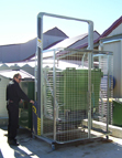 bin lifter to empty waste from 660 litre container into outdoor skip